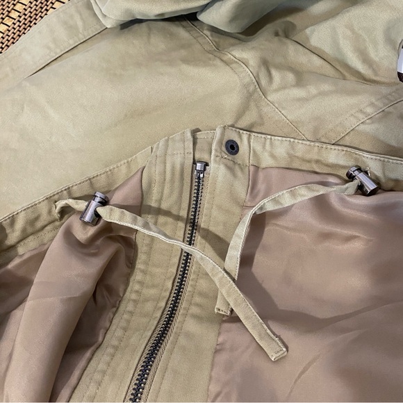 Elodie Khaki Utility Jacket Large Military Cargo Style Zip Front Cotton Coat - Picture 7 of 15